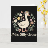 Mrs Silly Goose Playful Bride Humor Wedding Kaart (Gele Bloem)