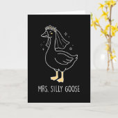 Mrs Silly Goose Playful Bride Humor Wedding Kaart (Gele Bloem)