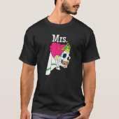 Mrs Sugar Skull Vrijgezellenfeest Design Mexican W T-shirt (Voorkant)