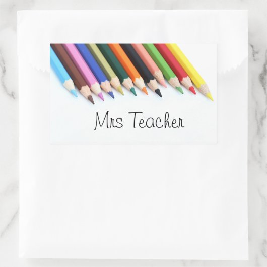 Mrs Teacher kleurpotloden Rechthoekige Sticker (Tas)
