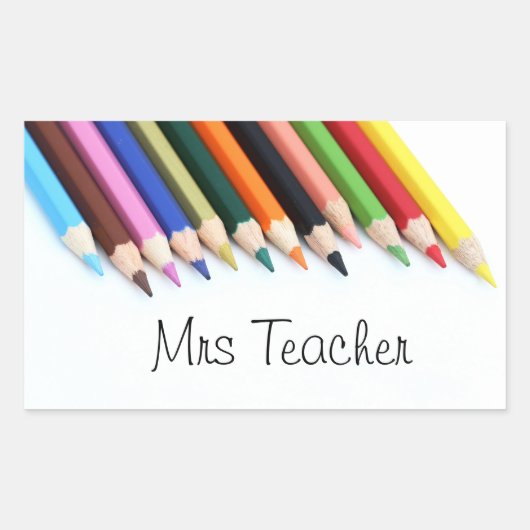 Mrs Teacher kleurpotloden Rechthoekige Sticker (Voorkant)