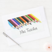 Mrs Teacher kleurpotloden Rechthoekige Sticker (Envelop)
