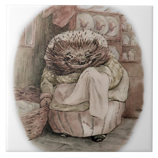 "Mrs Tiggy-Winkle the Hedgehog" by Beatrix Potter Tegeltje (Voorkant)