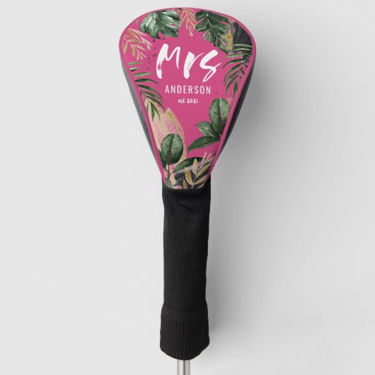 Mrs. tropische botanische giroze typografie golfheadcover (Voorkant)