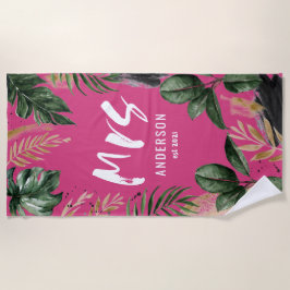 Mrs. tropische botanische giroze typografie strandlaken