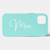 "Mrs.", Turquoise iPhone Case (Achterkant (horizontaal))