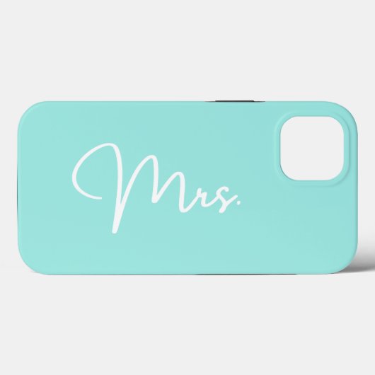 "Mrs.", Turquoise iPhone Case (Achterkant (horizontaal))