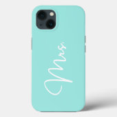 "Mrs.", Turquoise iPhone Case (Achterkant)
