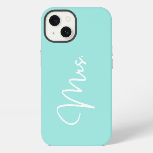 "Mrs.", Turquoise iPhone Case Hoesje (Achterkant)