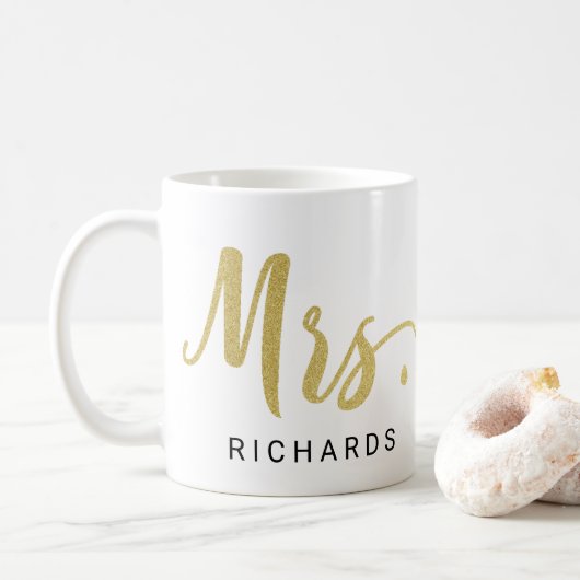 MRS Typografie Glitter FAUX GOLD Koffiemok (Met donut)
