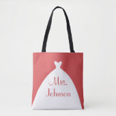 Mrs Wedding Gown Red en White Tote Bag (Voorkant)