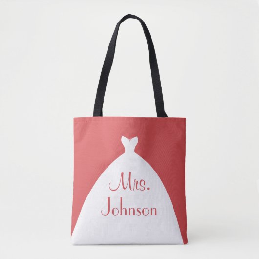 Mrs Wedding Gown Red en White Tote Bag (Voorkant)