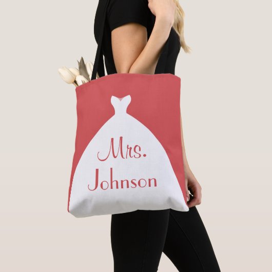 Mrs Wedding Gown Red en White Tote Bag (Dichtbij)