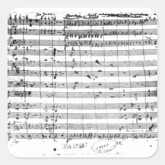 Ms.1548 Ouverture of the opera "Don Giovanni" Vierkante Sticker (Voorkant)