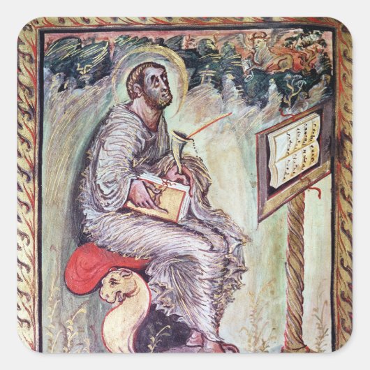 Ms 1 fol.90v St. Luke, van de Ebbo Gospels Vierkante Sticker (Voorkant)