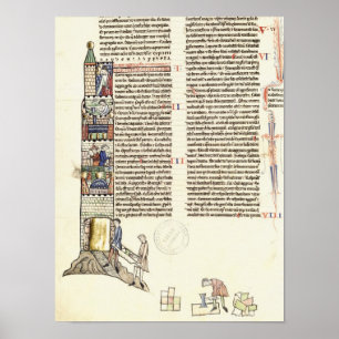 Ms 21 f.167v Bouw van een toren Poster