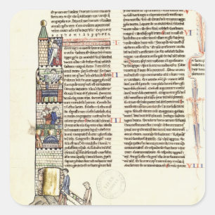 Ms 21 f.167v Bouw van een toren Vierkante Sticker