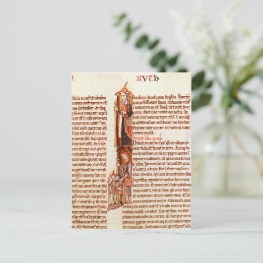 Ms 21 fol.97 Ruth and Boaz, uit een Bijbel Briefkaart (Staand voorkant)