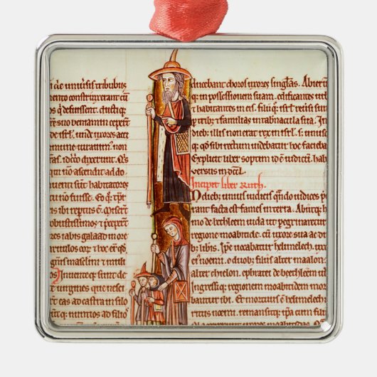 Ms 21 fol.97 Ruth and Boaz, uit een Bijbel Metalen Ornament (Voorkant)