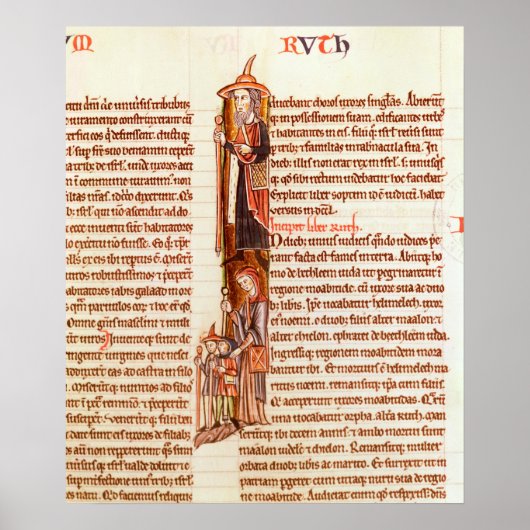 Ms 21 fol.97 Ruth and Boaz, uit een Bijbel Poster (Voorkant)
