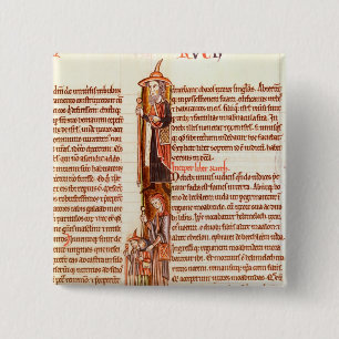 Ms 21 fol.97 Ruth and Boaz, uit een Bijbel Vierkante Button 5,1 Cm