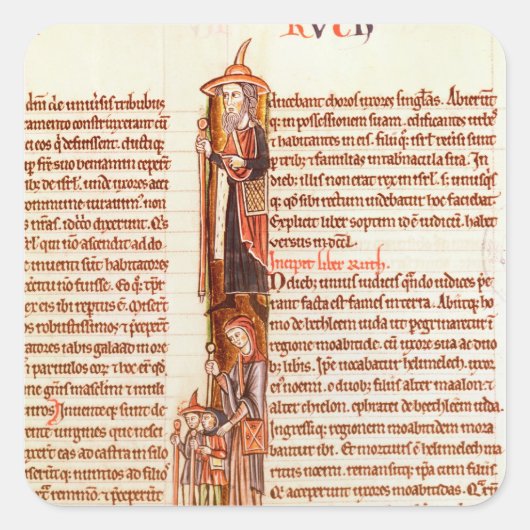 Ms 21 fol.97 Ruth and Boaz, uit een Bijbel Vierkante Sticker (Voorkant)