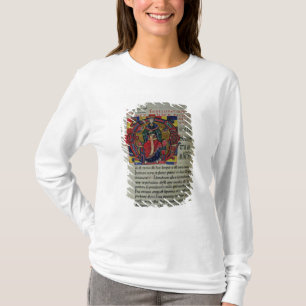Ms 2 fol.8 Geschiedeniseerd initiaal "O" waarin ee T-shirt