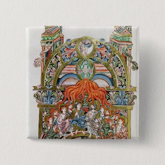 Ms 369 f.29v Pentecost Vierkante Button 5,1 Cm (Voorkant)