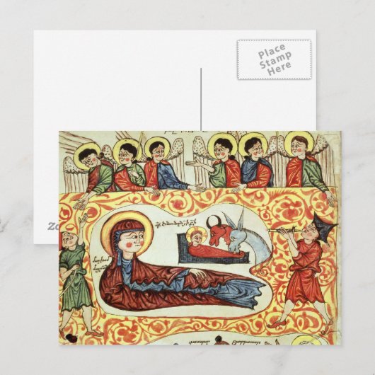 Ms 404 fol.1v The Natitivity, uit een evangelie Briefkaart (Voorkant / Achterkant)