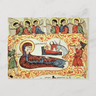 Ms 404 fol.1v The Natitivity, uit een evangelie Briefkaart