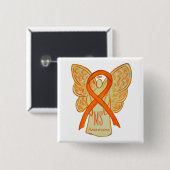 MS Awareness Ribbon Oranje Angel - Aangepaste Butt Vierkante Button 5,1 Cm (Voorkant /achterkant)