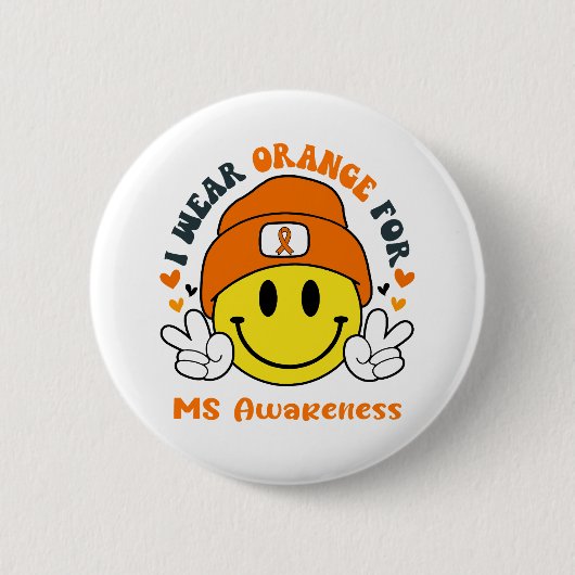 MS Awareness Ribbon Support Giften Ronde Button 5,7 Cm (Voorkant)