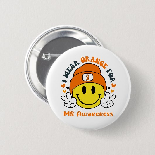 MS Awareness Ribbon Support Giften Ronde Button 5,7 Cm (Voorkant /achterkant)