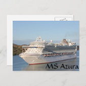 MS Azura Cruise Ship Close-up on Antigua Briefkaart (Voorkant / Achterkant)
