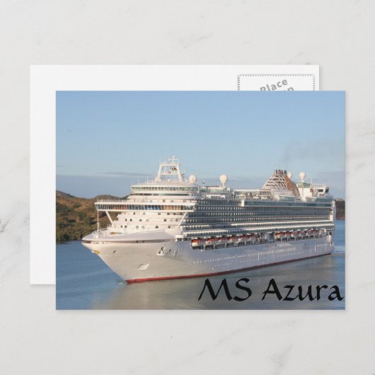 MS Azura Cruise Ship Close-up on Antigua Briefkaart (Voorkant / Achterkant)
