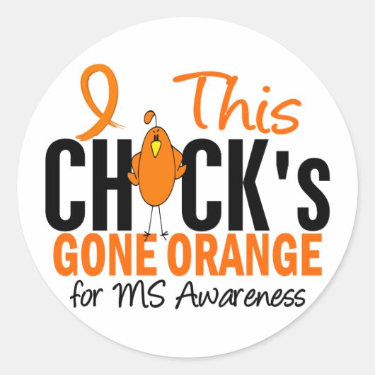MS Chick Gone Sinaasappel Ronde Sticker (Voorkant)