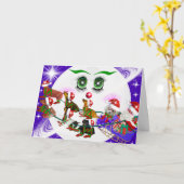 Ms. Christmas Moon Santa & Weenie Dogs Kaart (Gele Bloem)