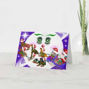 Ms. Christmas Moon Santa & Weenie Dogs Kaart