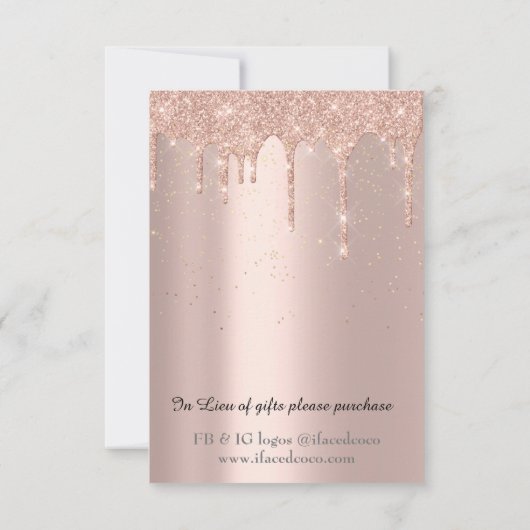 MS Coco Bedrijfs Event Drips Roze Confetti Make-up Kaart (Achterkant)