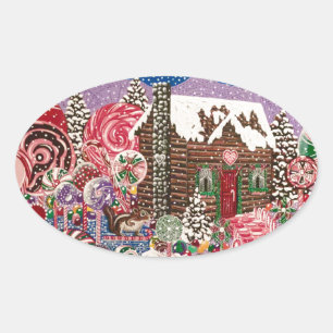 Ms Elizabeth's Peppermint World Ovale Sticker