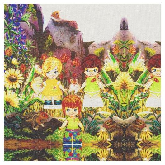 "Ms Elizabeth's" RETRO Friends Fabric! Stof (Close Up)