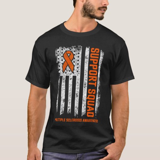 MS Flag Orange Support Squad Multiple Sclerosis Aw T-shirt (Voorkant)