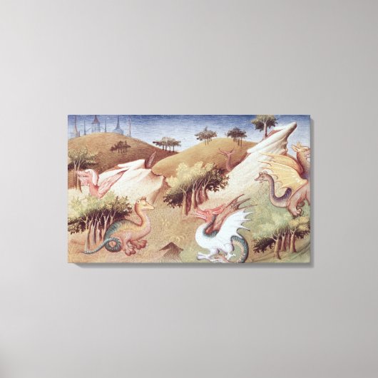 Ms Fr 2810 f.55v Dragons en andere beesten Canvas Afdruk (Voorkant)