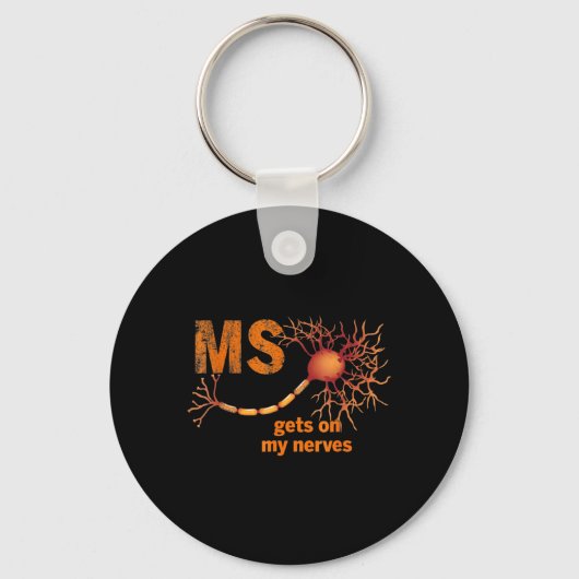 MS Get On My Nerves Multiple Sclerosis Awareness M Sleutelhanger (Voorkant)
