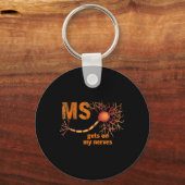 MS Get On My Nerves Multiple Sclerosis Awareness M Sleutelhanger (Voorkant)