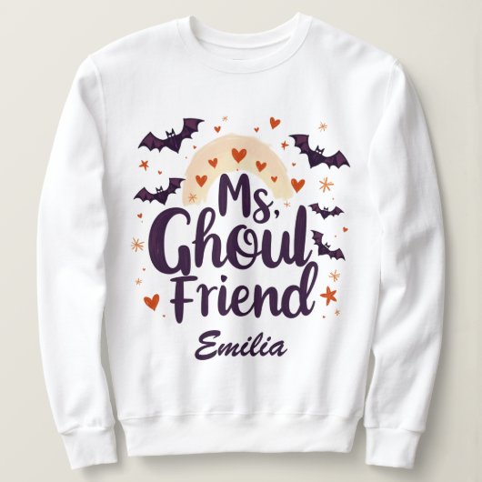 Ms Ghoulfriend Custom Naam Halloween Sweatshirt (Design voorkant)