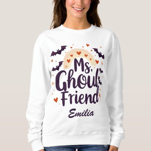 Ms Ghoulfriend Custom Naam Halloween Sweatshirt (Voorkant)