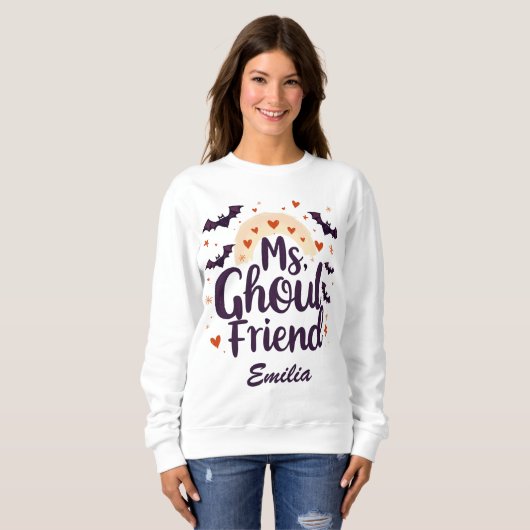 Ms Ghoulfriend Custom Naam Halloween Sweatshirt (Voorkant volledig)