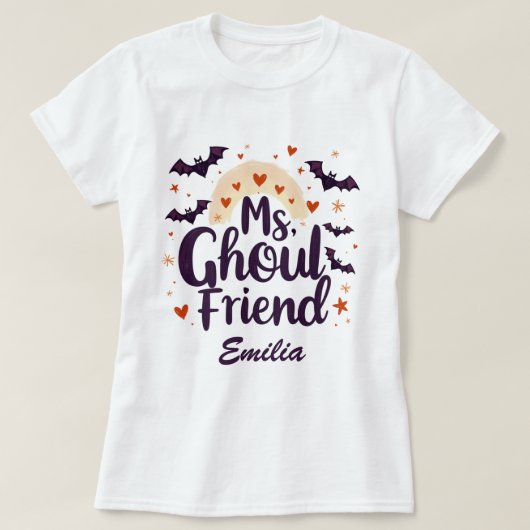 Ms Ghoulfriend Kawaii Naam Halloween T-shirt (Design voorkant)