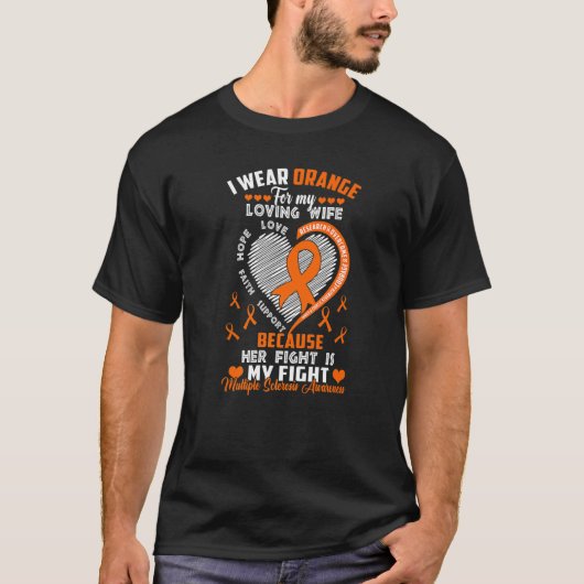 MS KLEDING Oranje Vrouw Multiple Sclerosis Awarene T-shirt (Voorkant)
